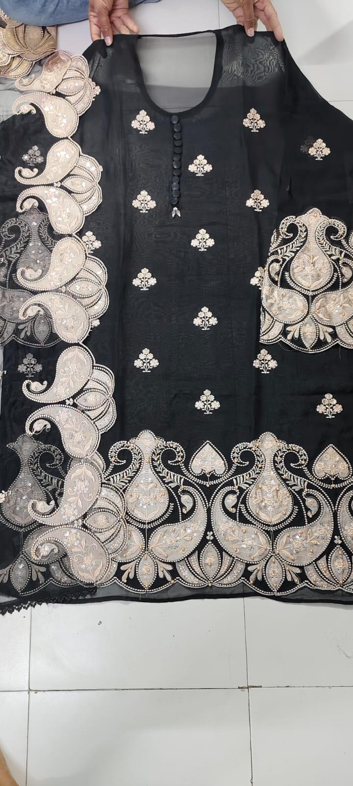 Black semi Stitched Fancy Salwar suit (free size)