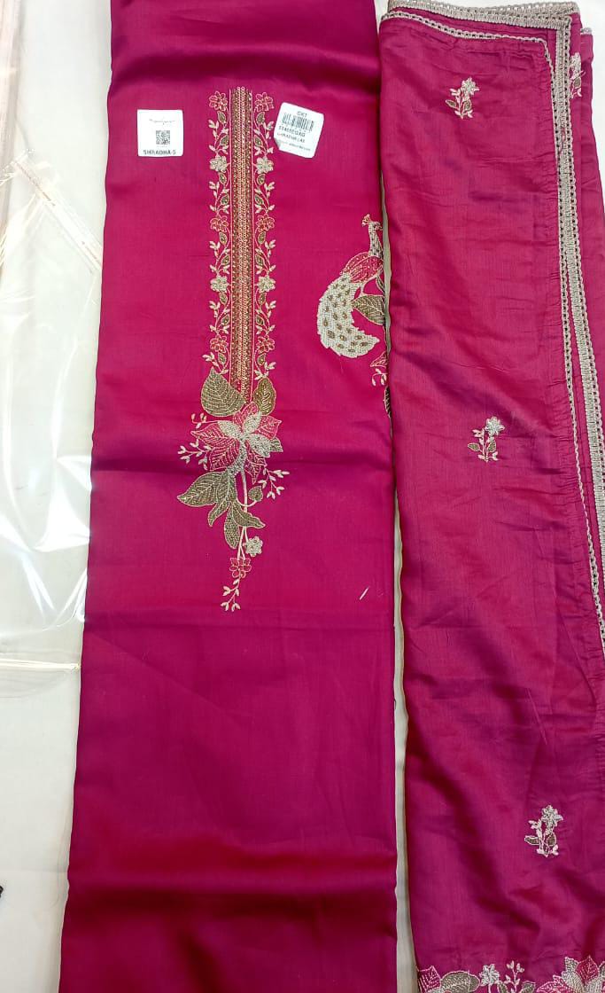 Red peacock semi Stitched Fancy Salwar suit (free size)