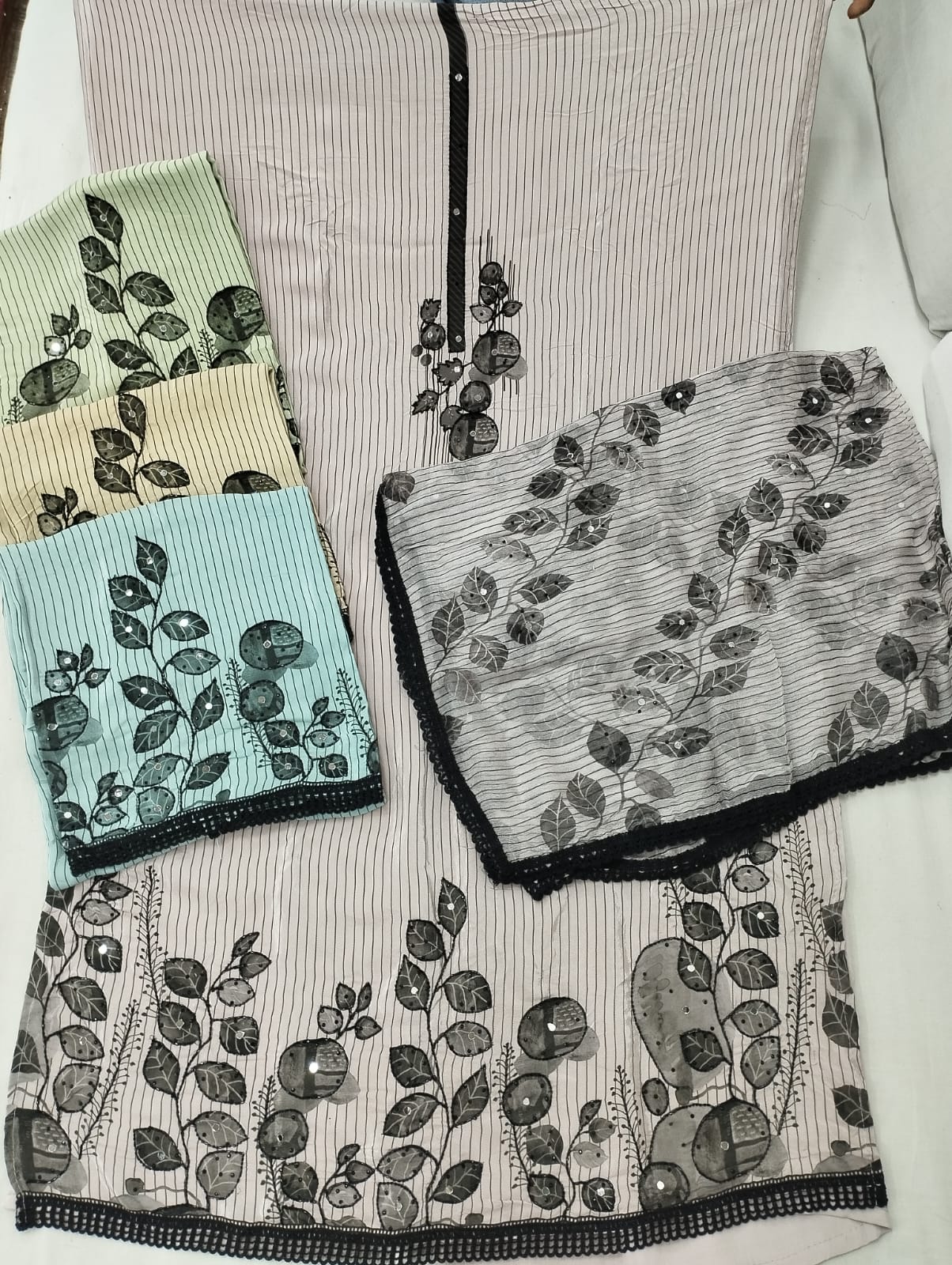 White black semi Stitched Fancy Salwar suit (free size)