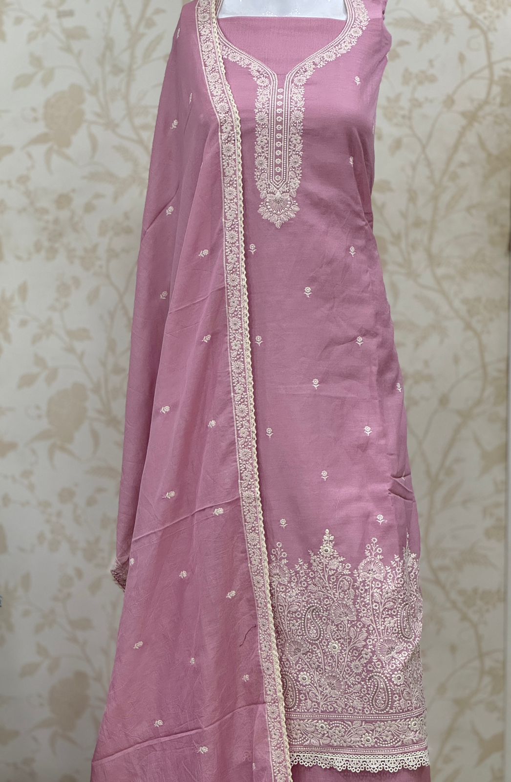 Pink semi Stitched Fancy Salwar suit (free size)