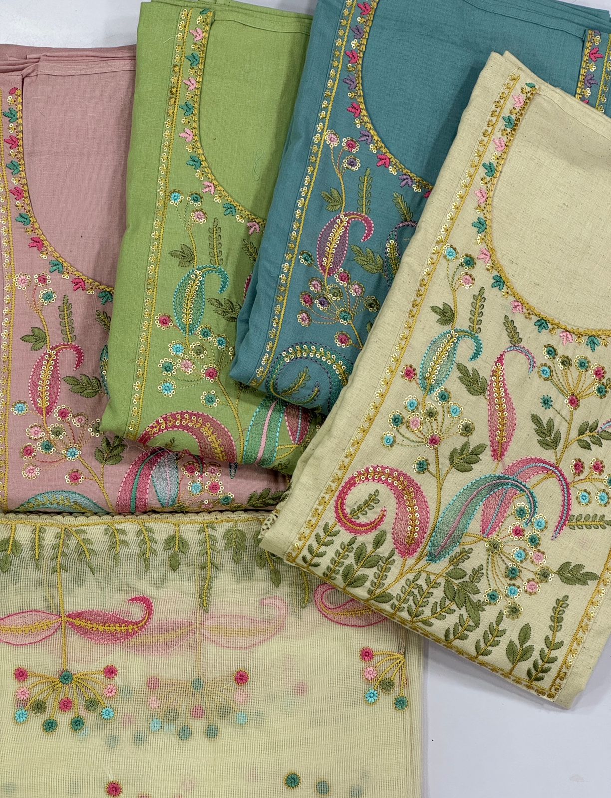 Cream semi Stitched Fancy Salwar suit (free size)