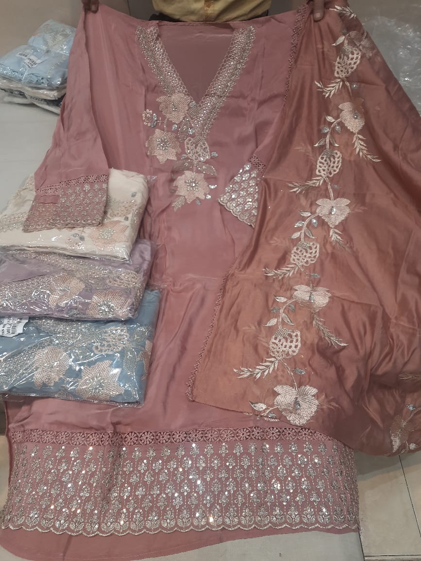 Pink semi Stitched Fancy Salwar suit (free size)