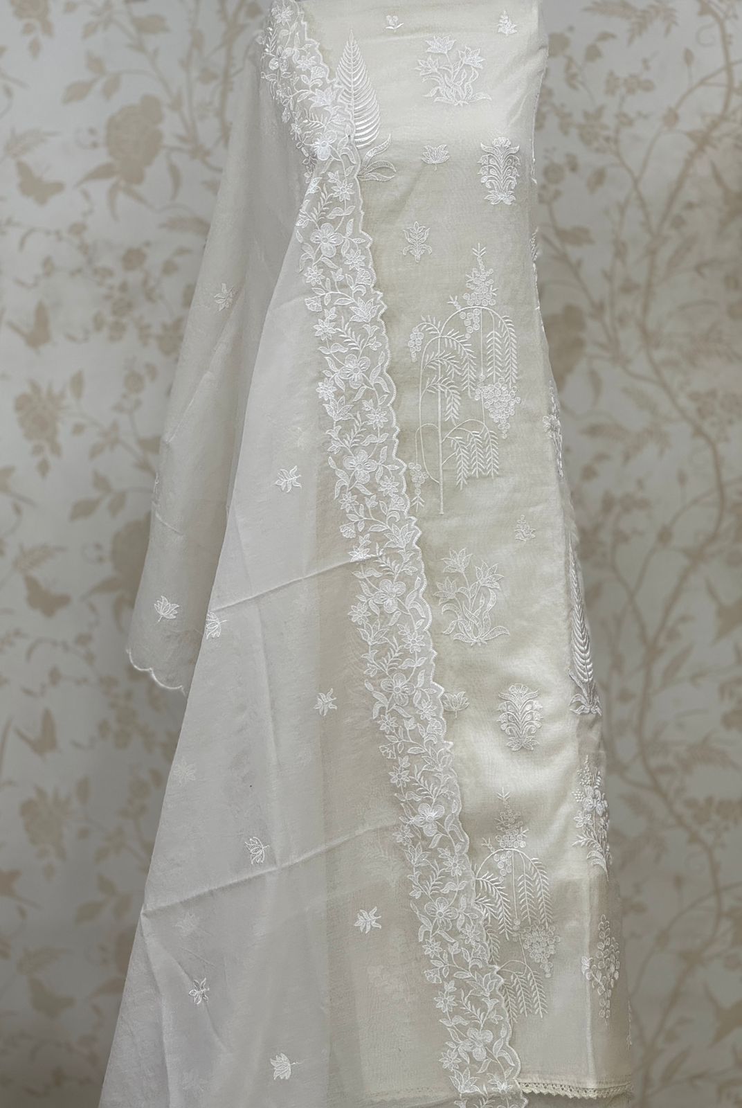 White semi Stitched Fancy Salwar suit (free size)