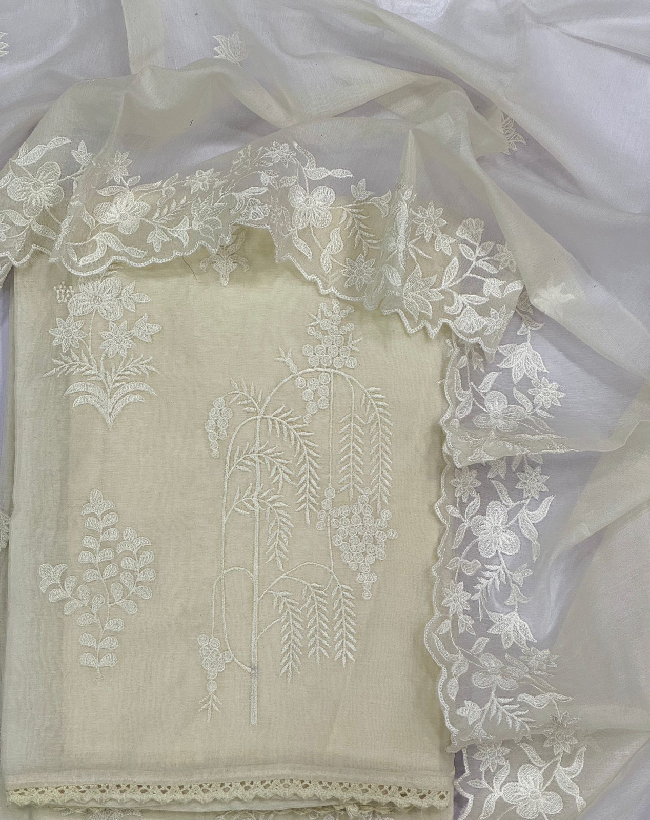 White semi Stitched Fancy Salwar suit (free size)