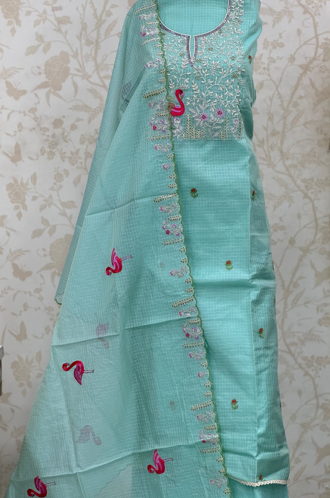 Something different sky blue Stitched Fancy Salwar suit (free size)