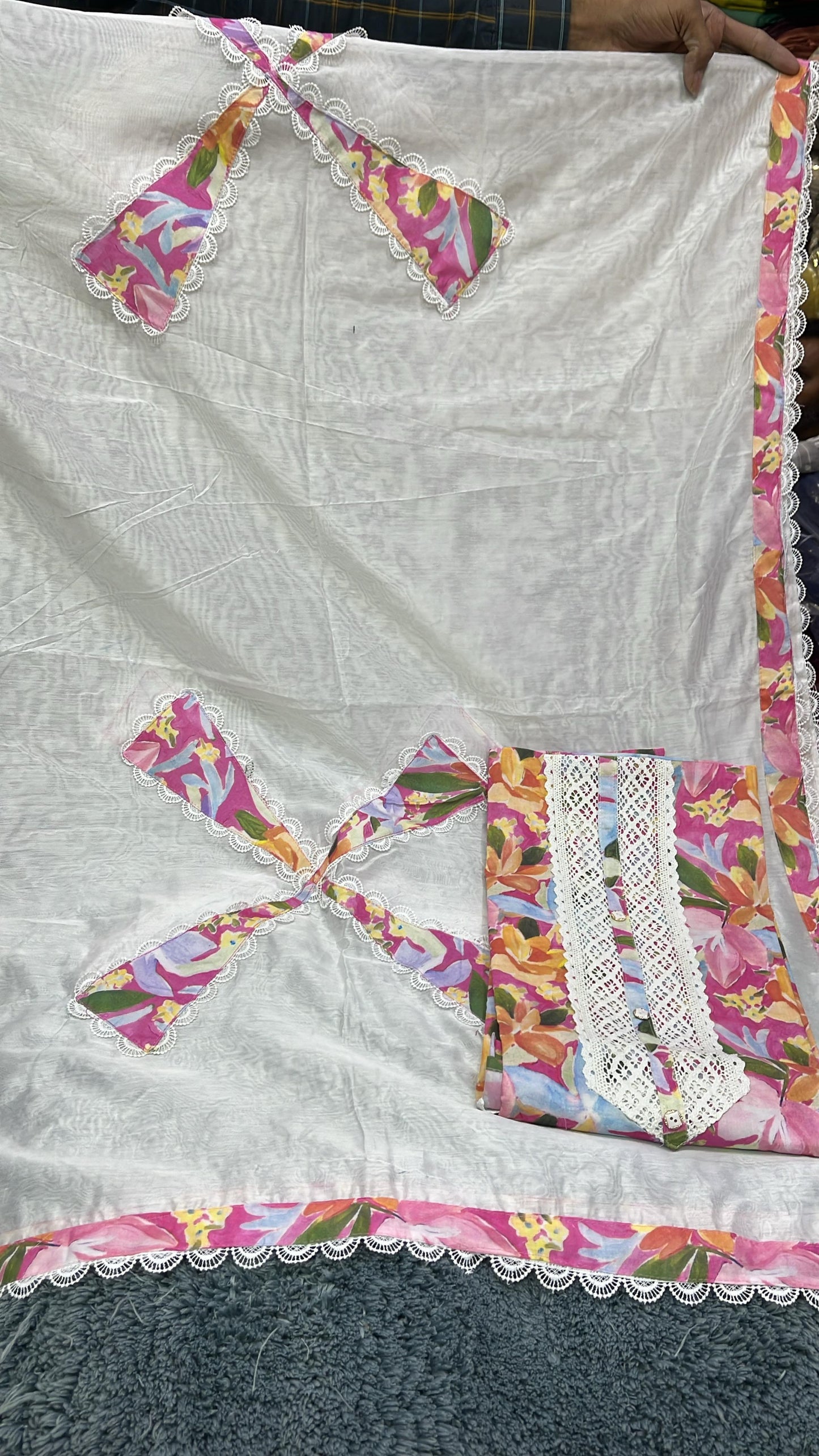 Embellished white Stitched Fancy Salwar suit (free size)