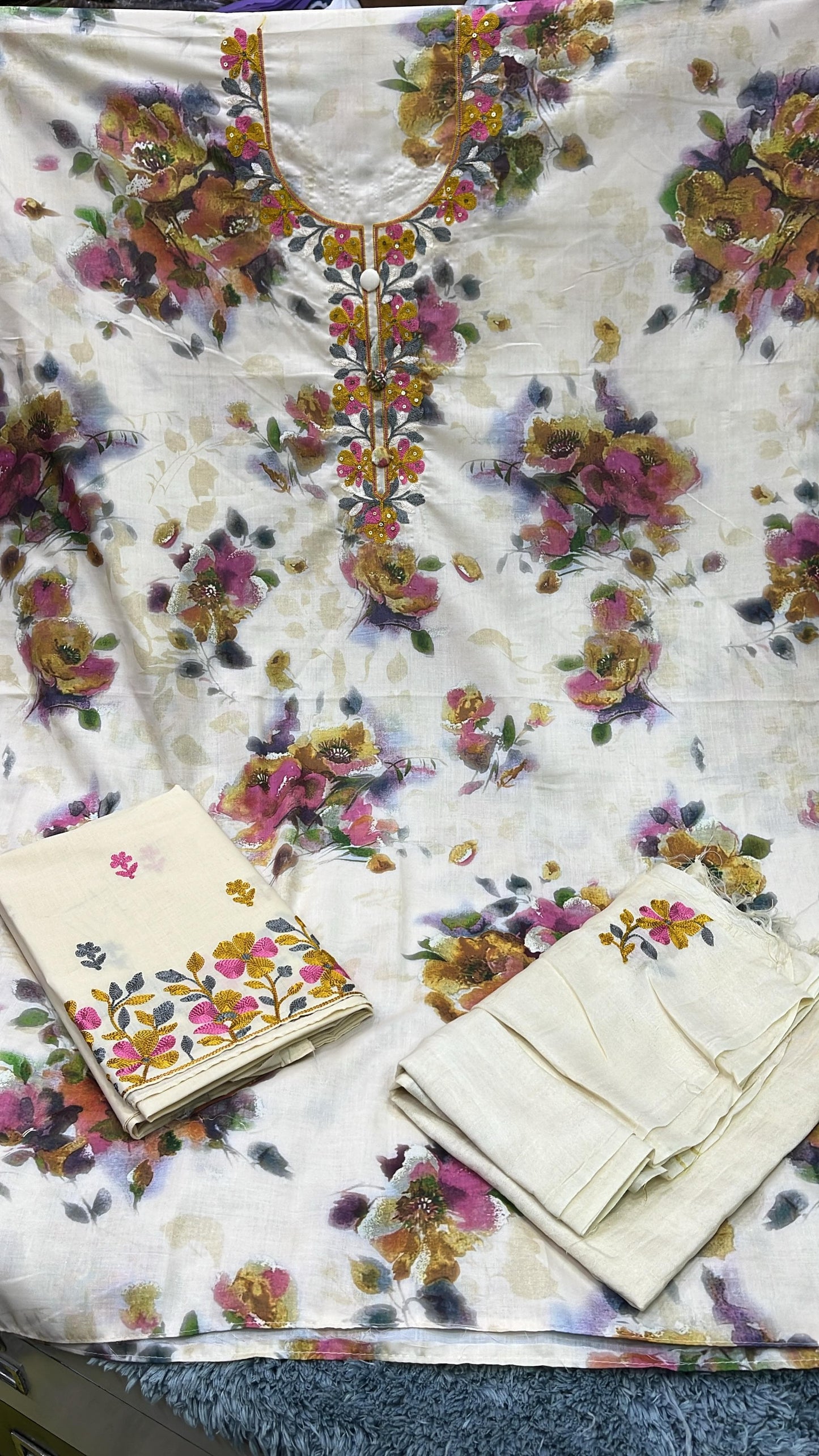 Glamorous white Stitched Fancy Salwar suit (free size)