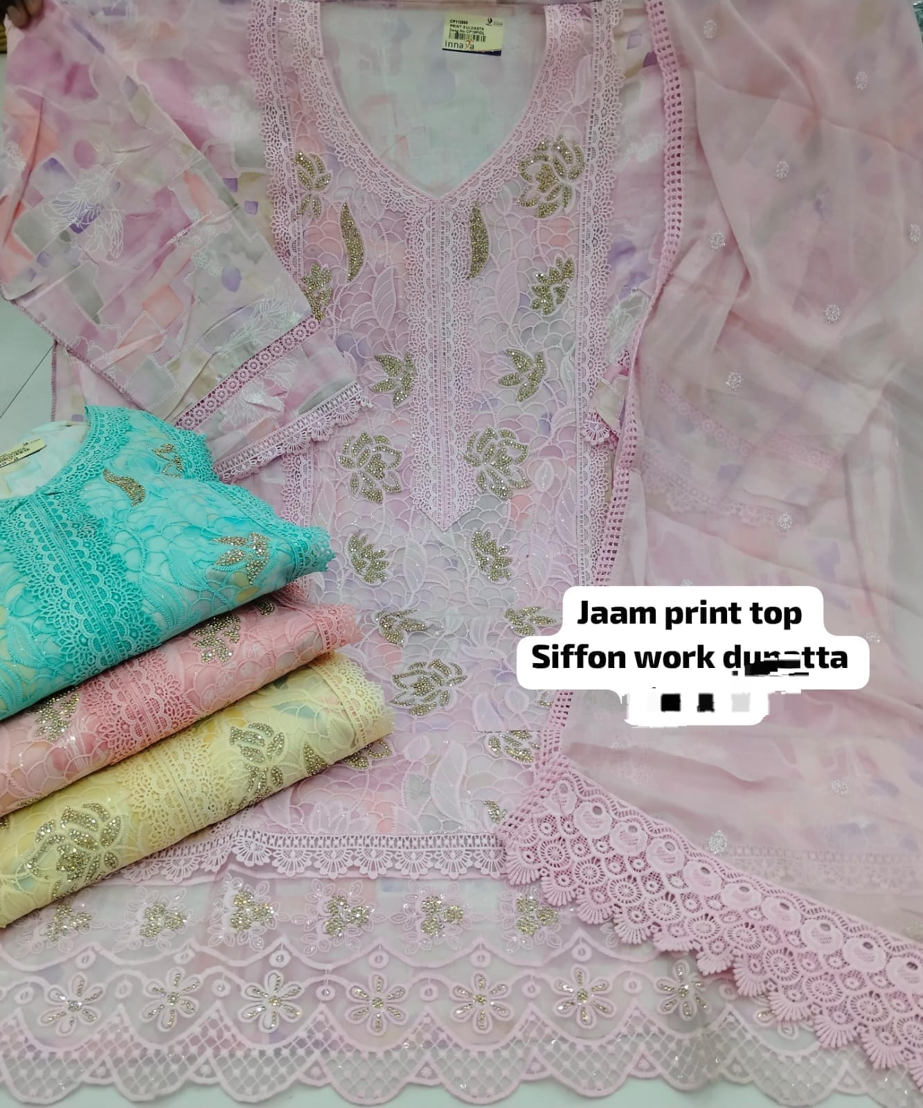 Fair pink jaam print Stitched Fancy Salwar suit (free size)