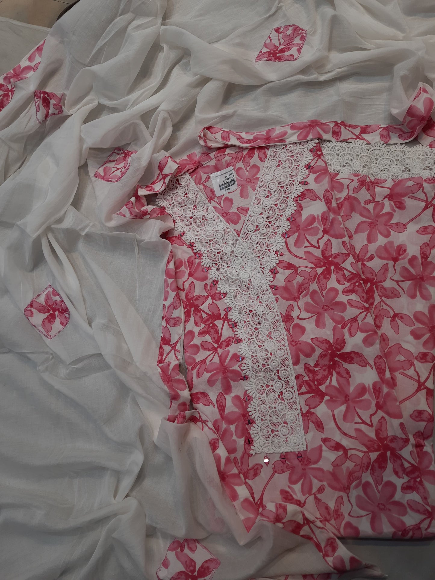 Attractive pink white Fancy Salwar suit (free size)