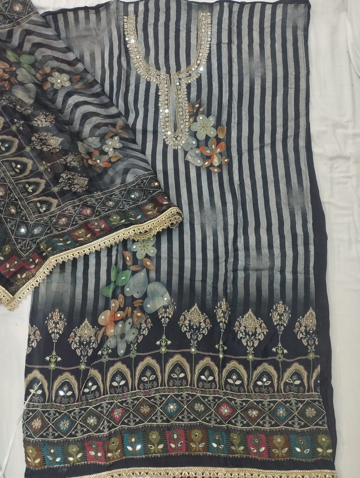 Eye catching Black Fancy Salwar suit (free size)
