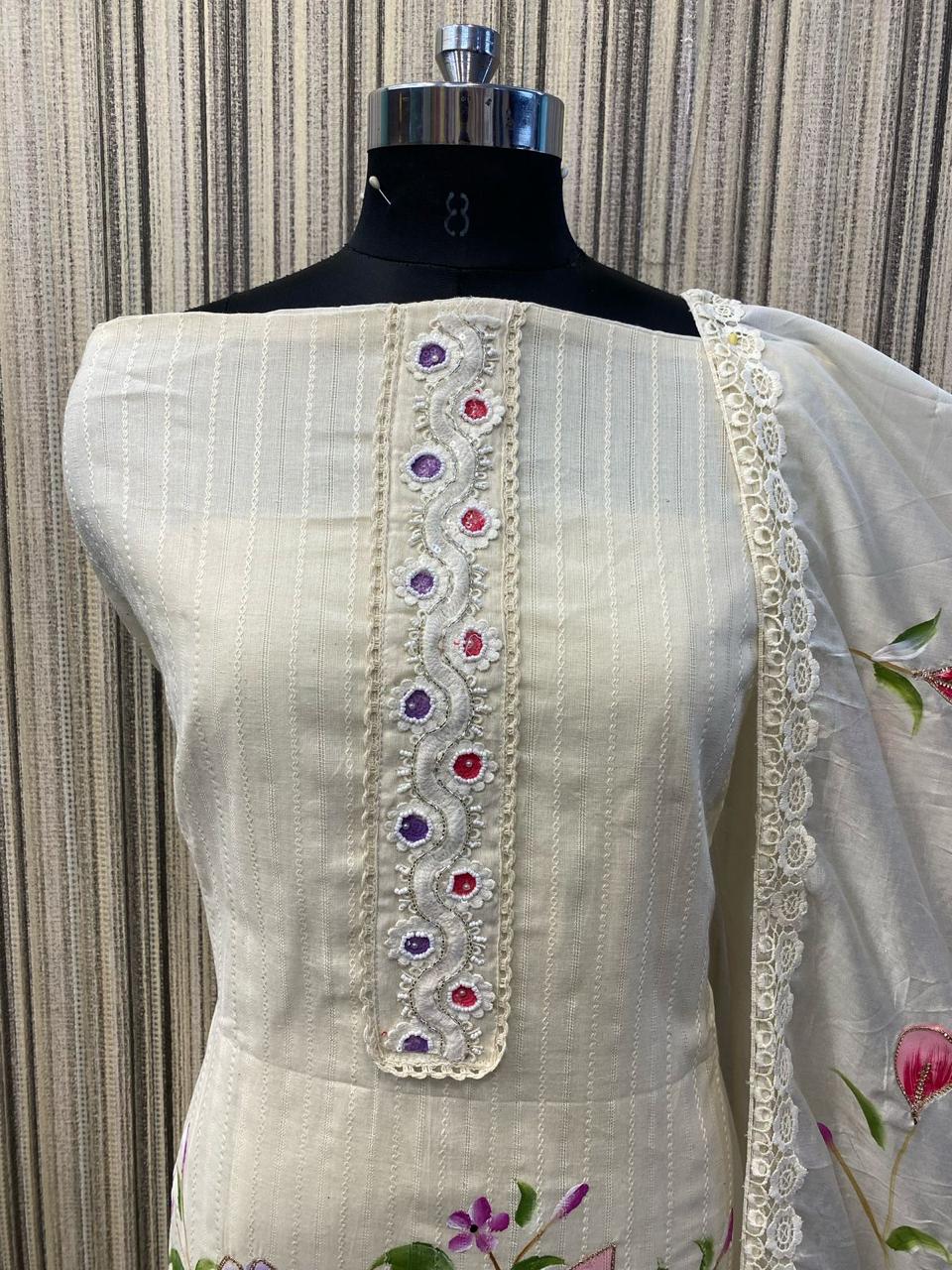 Lavishing white Fancy Salwar suit (free size)