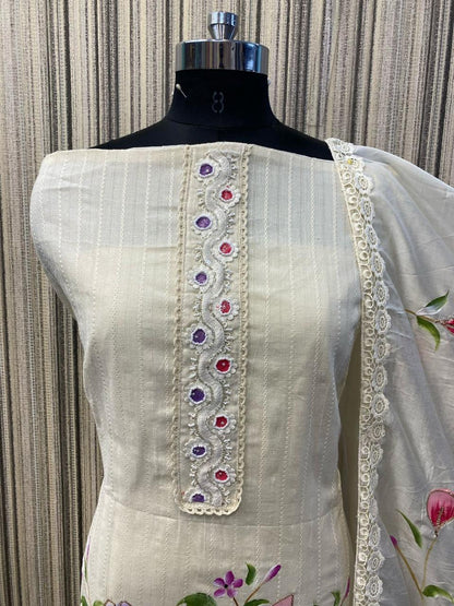 Lavishing white Fancy Salwar suit (free size)