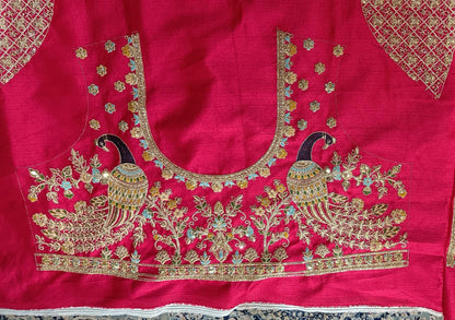 Superb red pink rani peacock heavy bridal lehenga