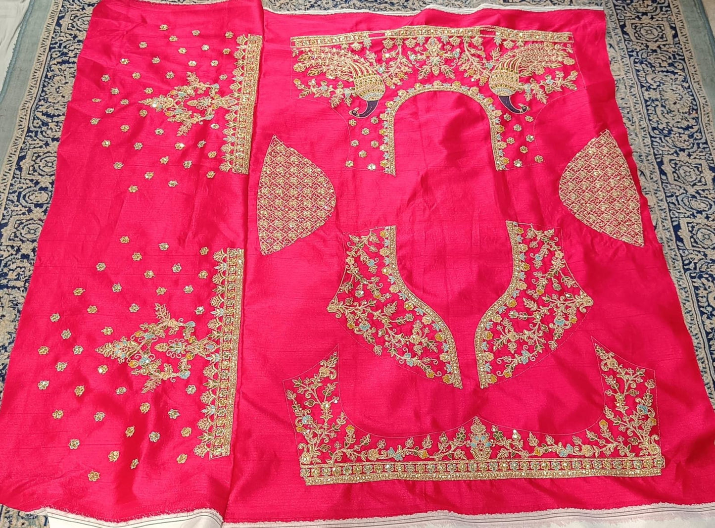 Superb red pink rani peacock heavy bridal lehenga
