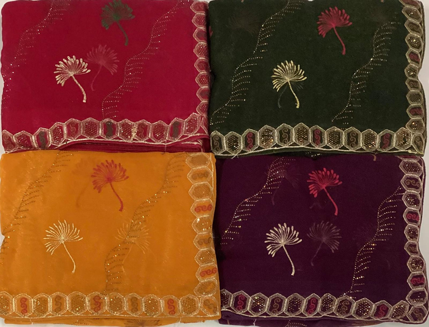 Fabulous pink yellow green maroon saree