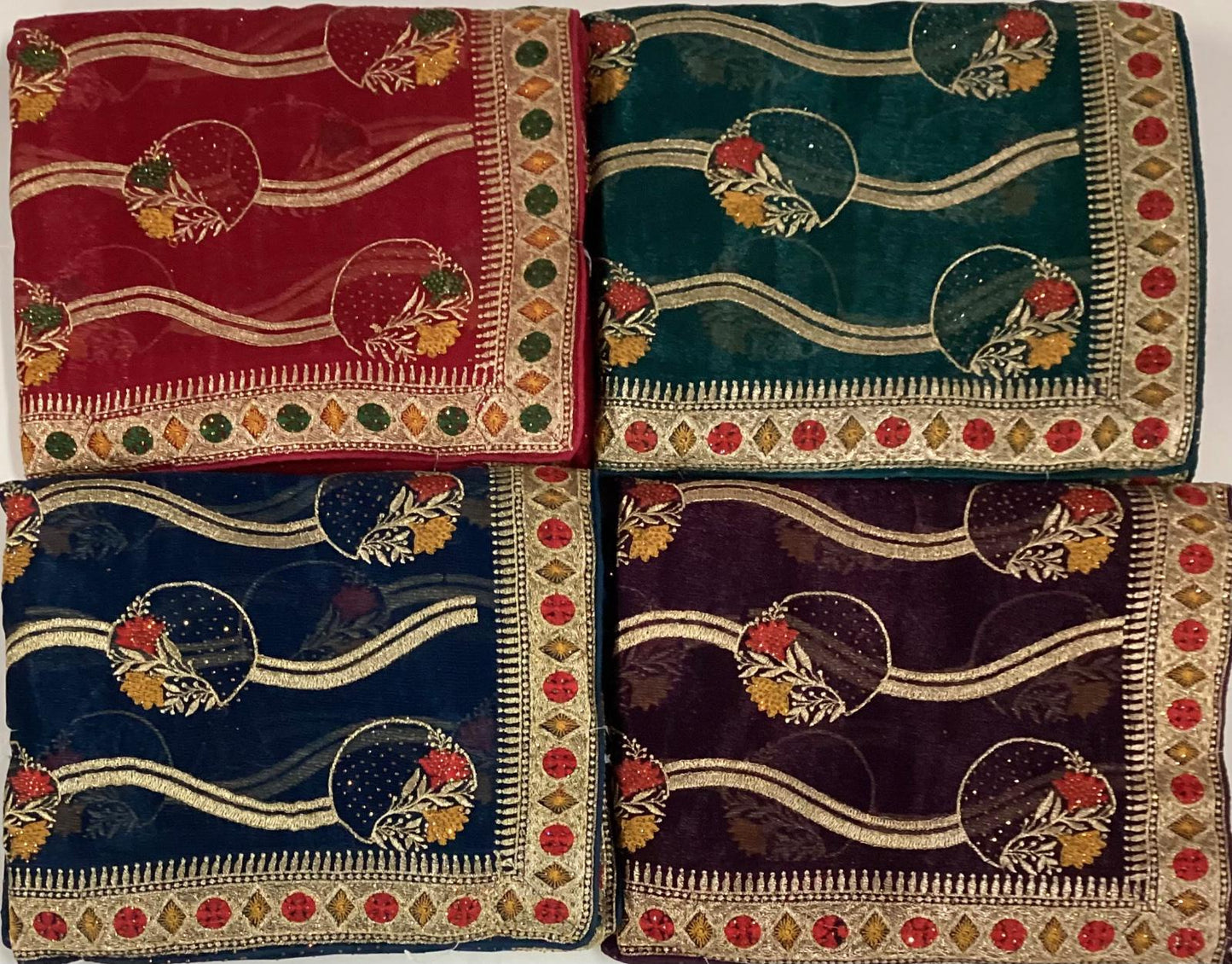 Lovely pink blue green wine saree