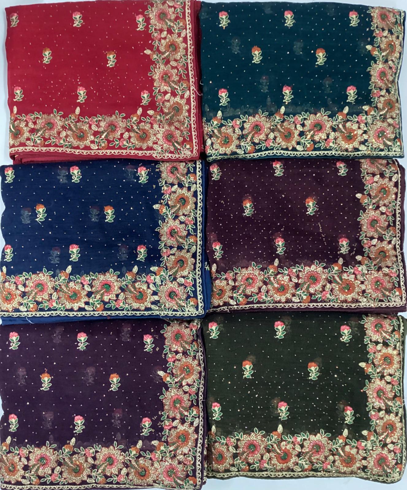 Gorgeous Navy blue dark pink green wine saree