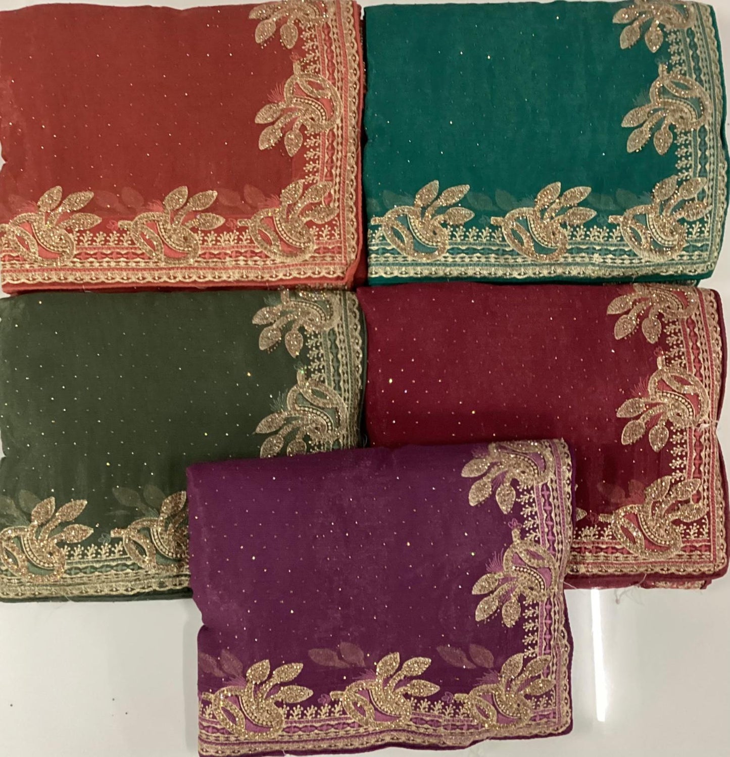 Stunning mustard pink green wine red saree