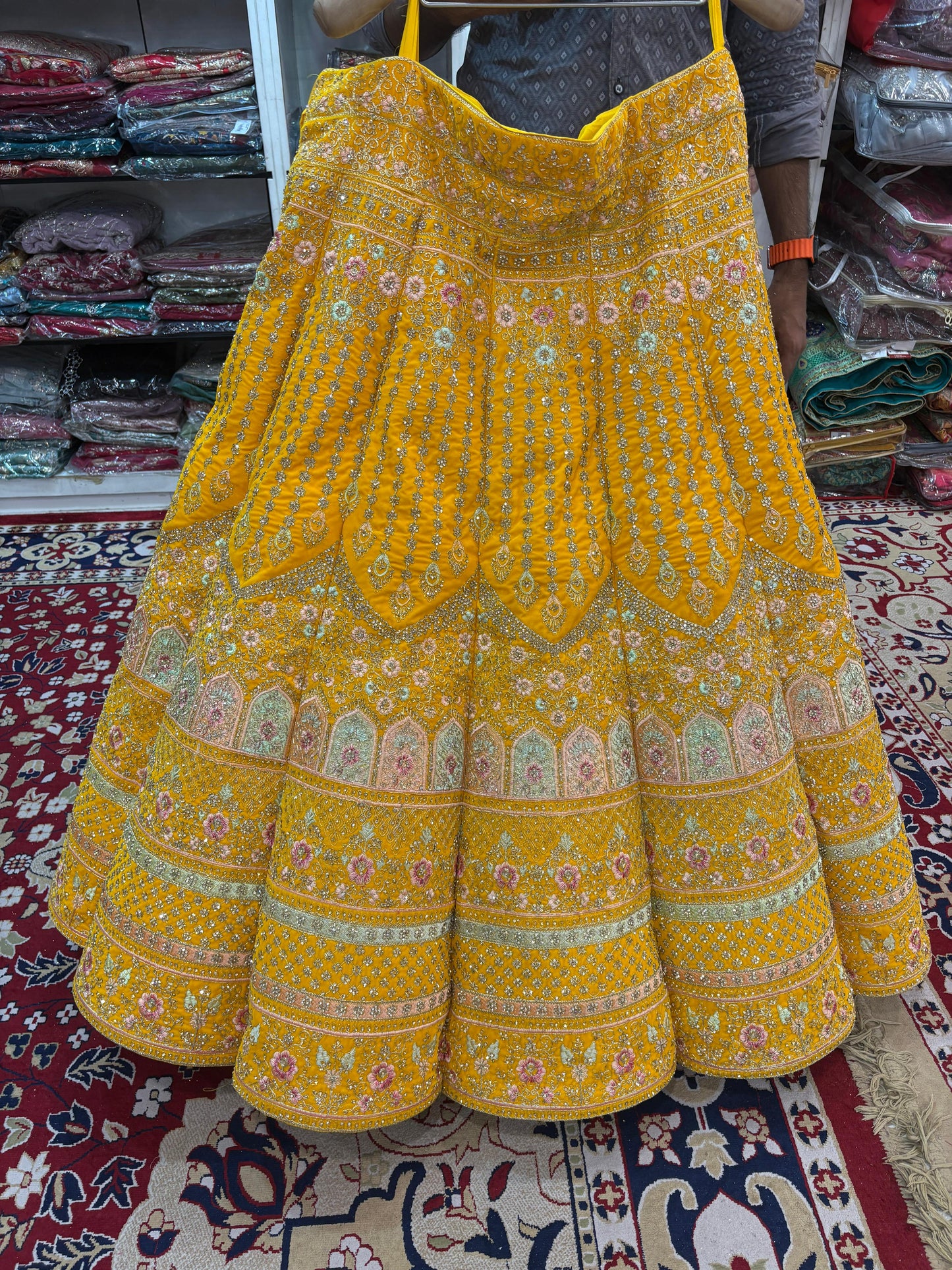 Haldi Yellow Ball Jhumka Lehenga - Shopping World