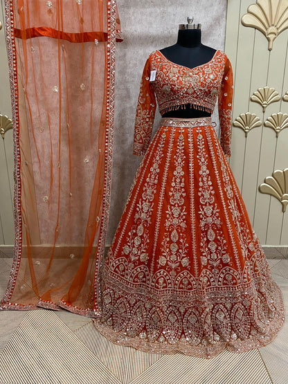 Tremendous royal blue purple crop top Lehenga