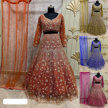 Stunning orange crop top Lehenga