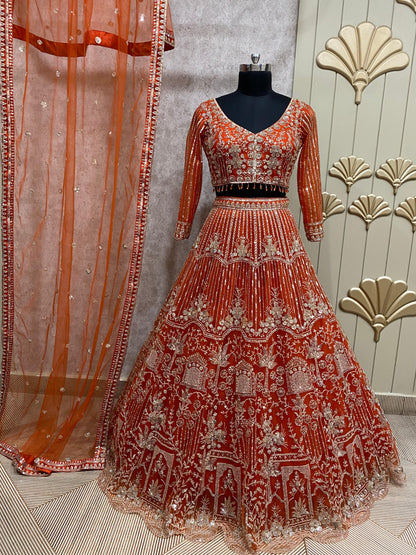 Fantastic Dark pink crop top Lehenga