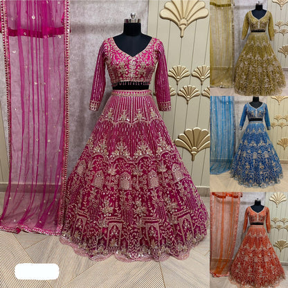 Fantastic Dark pink crop top Lehenga