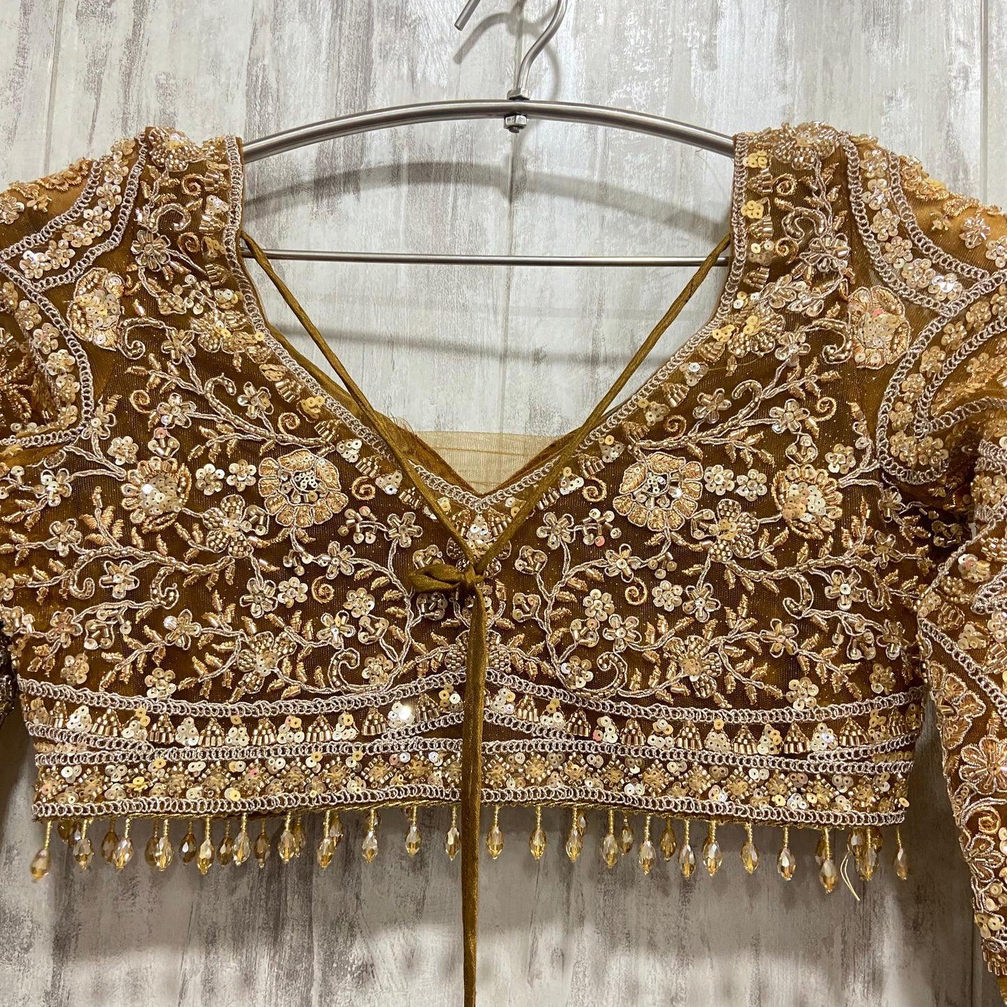 Awesome golden brown crop top Lehenga