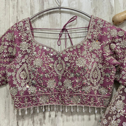 Glamorous pink crop top Lehenga