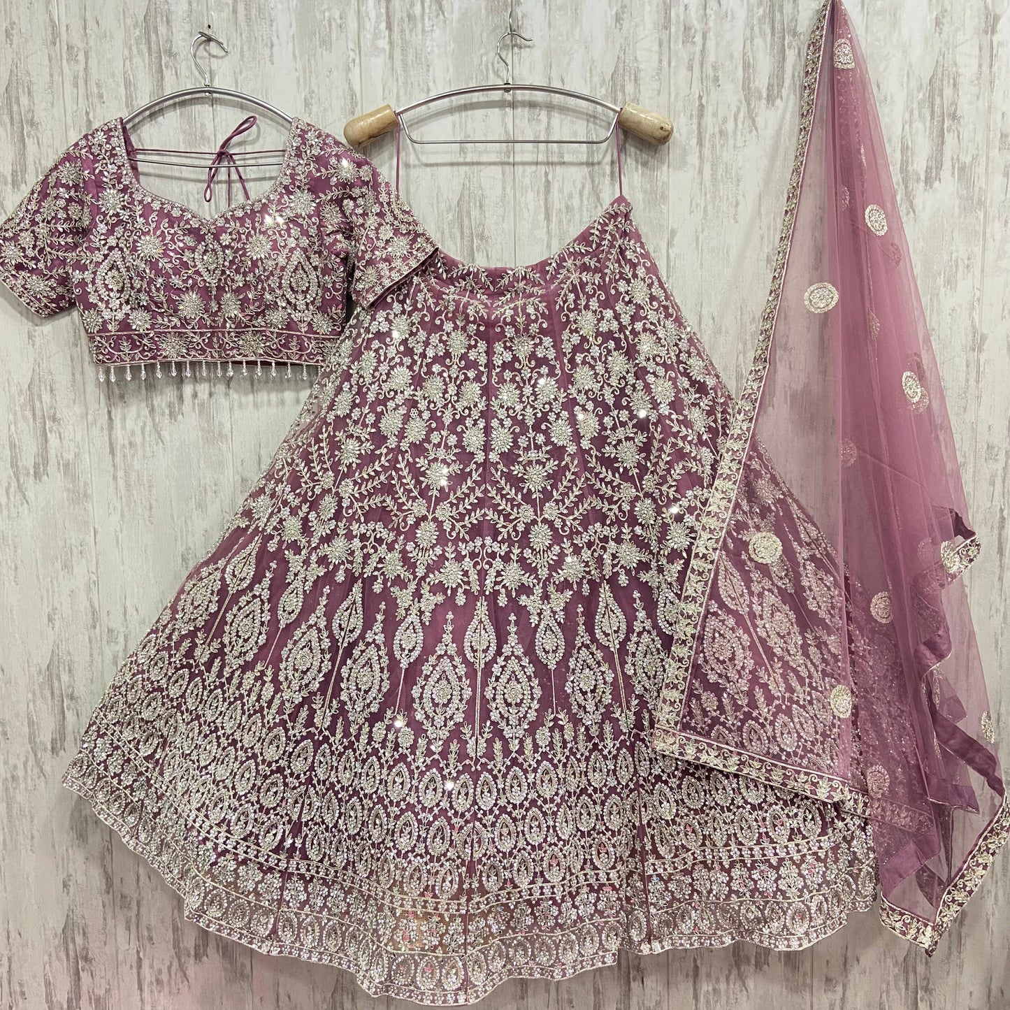 Glamorous pink crop top Lehenga