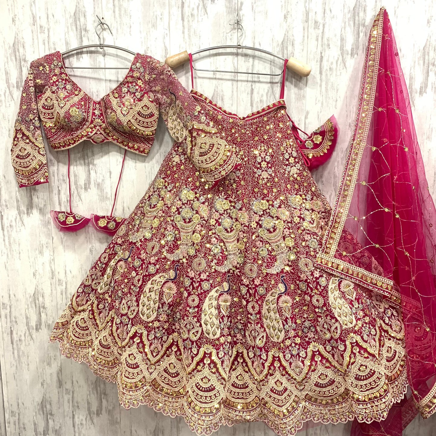 Something different Light pink peacock crop top Lehenga Happy Customer