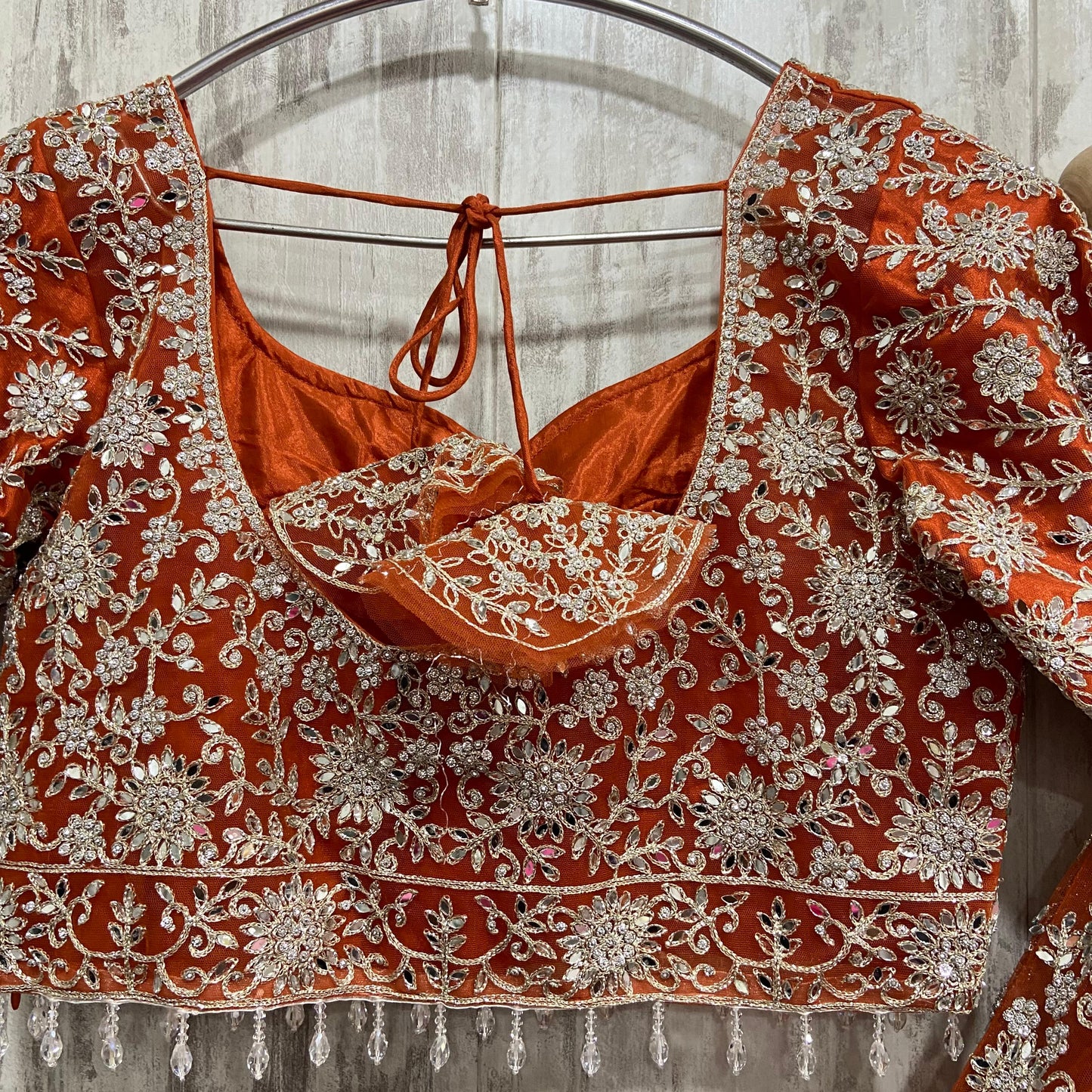 Glamorous pink crop top Lehenga