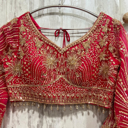 Astonishing Dark pink crop top Lehenga