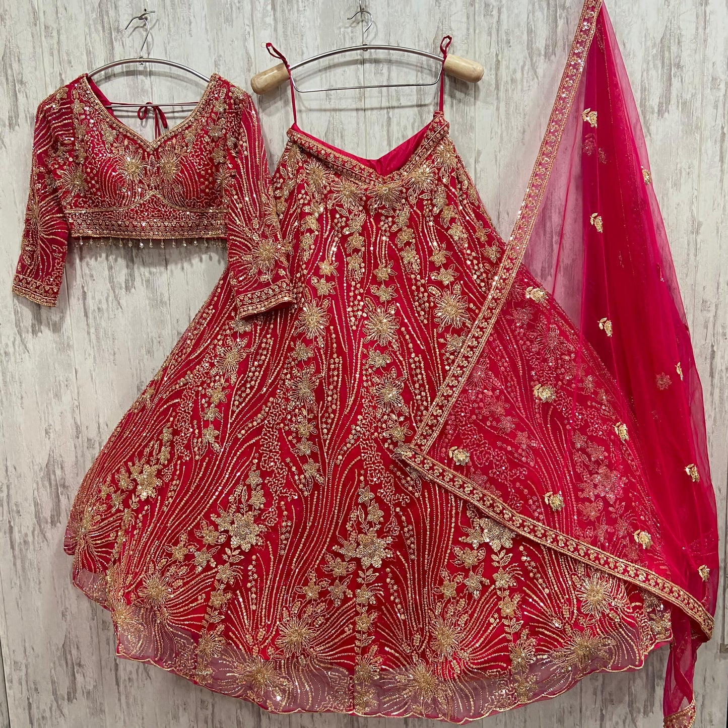 Astonishing Dark pink crop top Lehenga