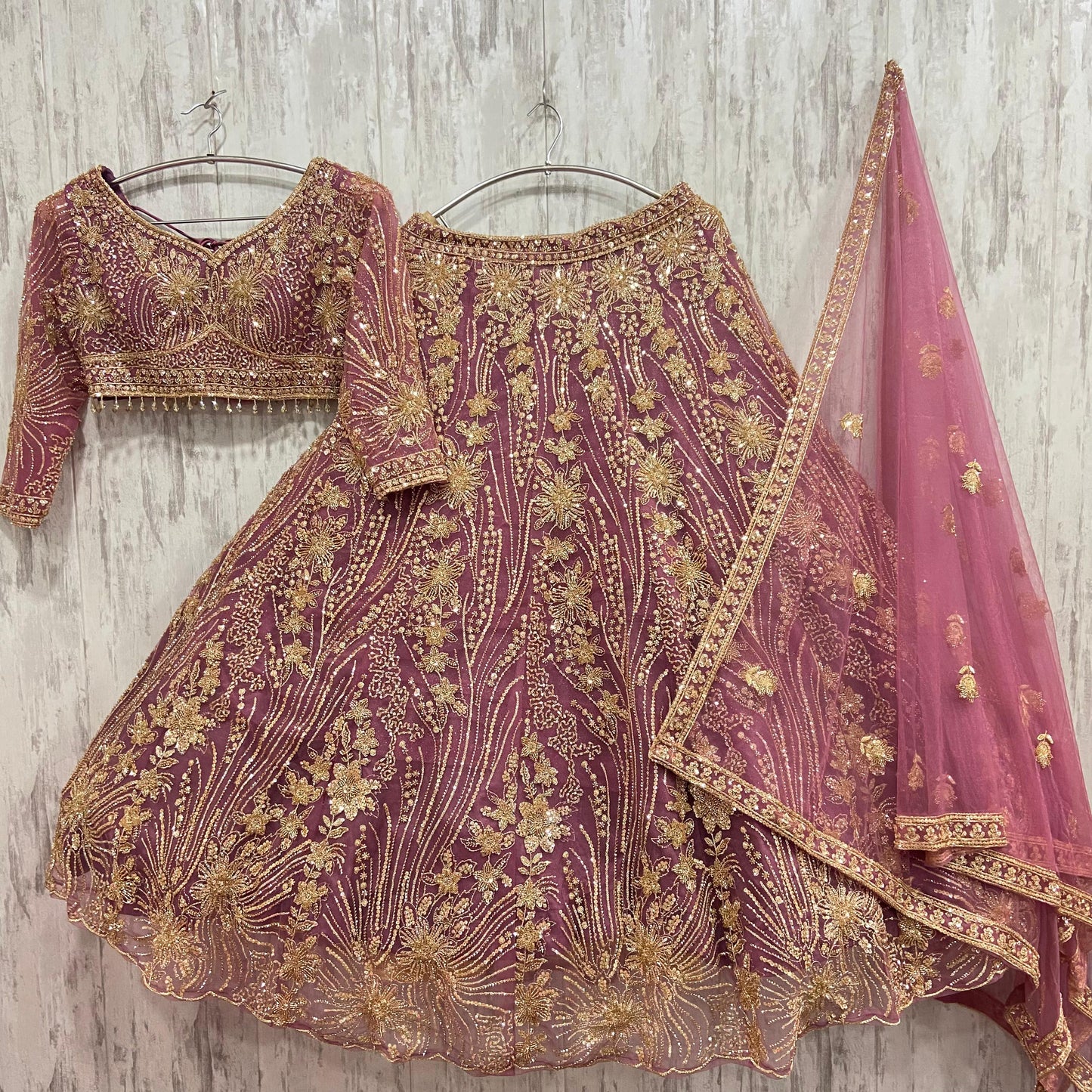 Astonishing Dark pink crop top Lehenga