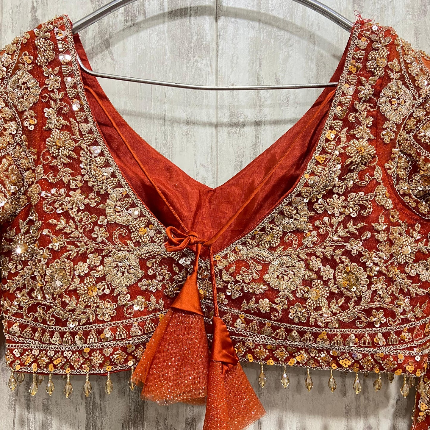 Awesome golden brown crop top Lehenga