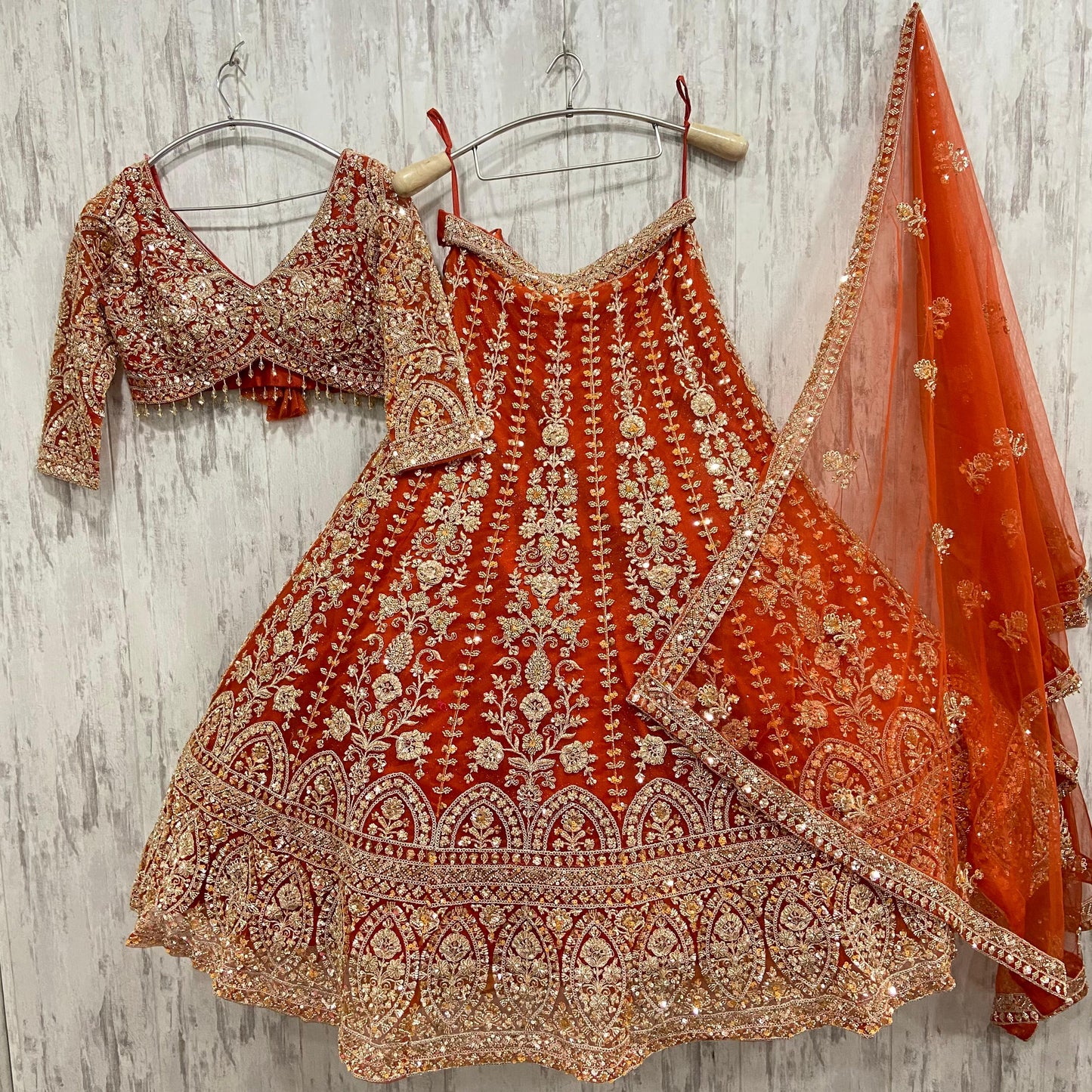 Awesome golden brown crop top Lehenga