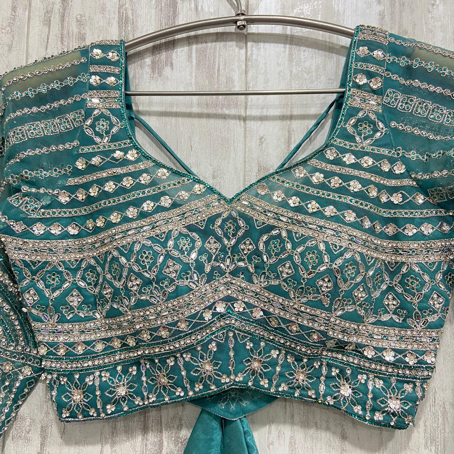 Charming green crop top Lehenga