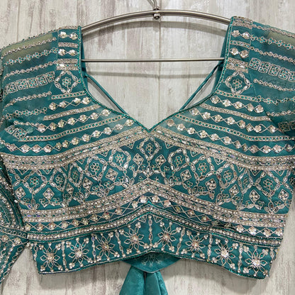 Charming green crop top Lehenga