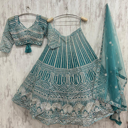 Charming green crop top Lehenga