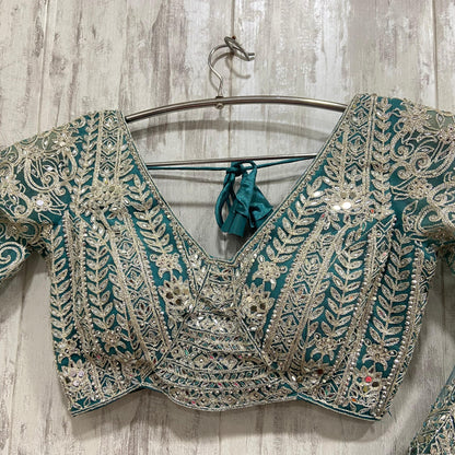 Attractive golden mustard crop top Lehenga