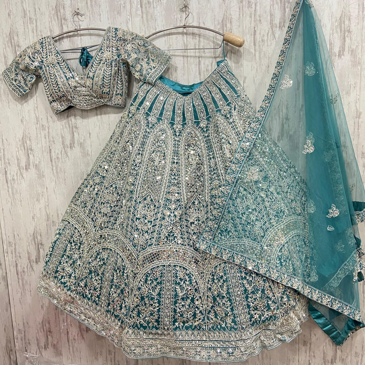 Attractive golden mustard crop top Lehenga