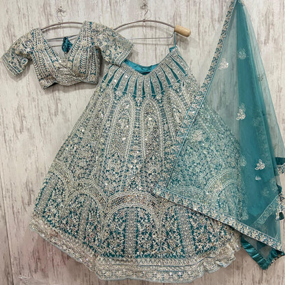 Attractive golden mustard crop top Lehenga