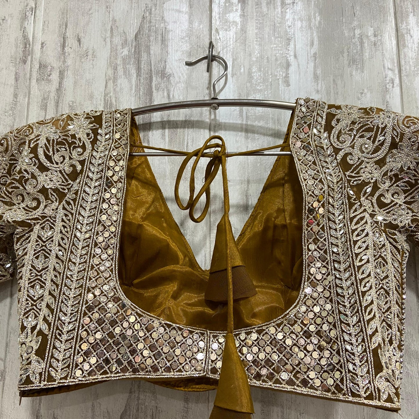 Attractive golden mustard crop top Lehenga