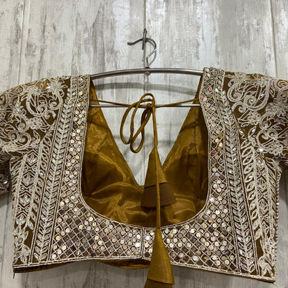 Attractive golden mustard crop top Lehenga