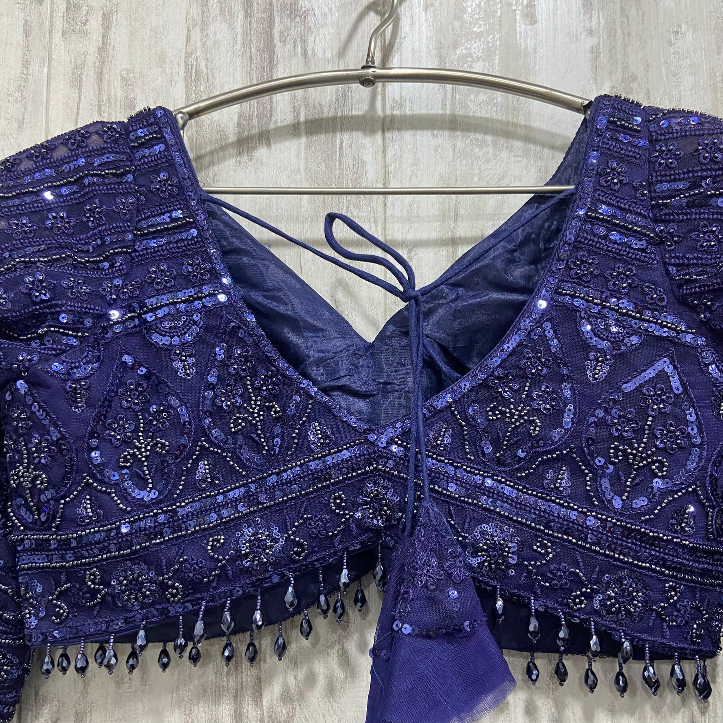 Elegant blue on blue monotone crop top Lehenga