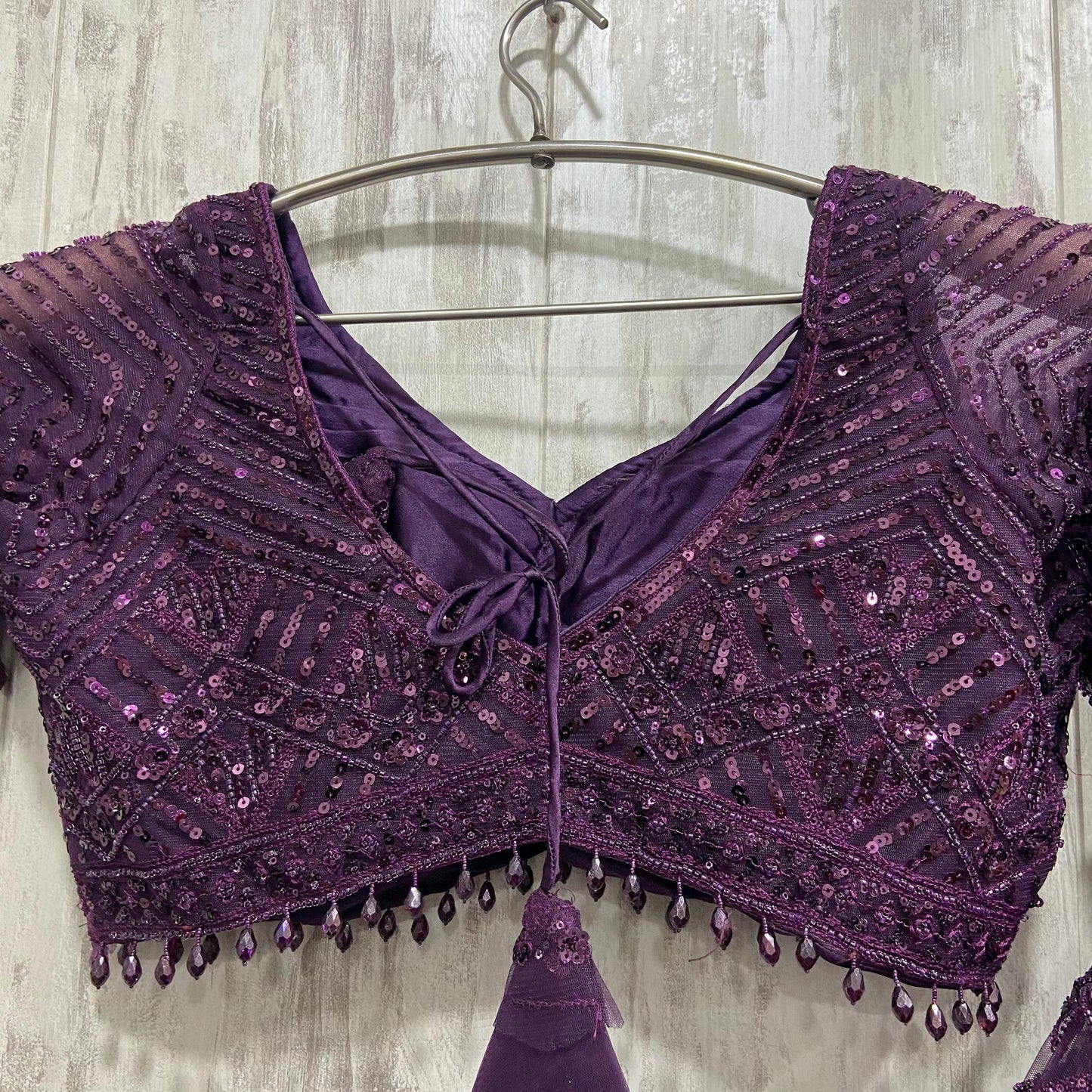 Eye catching purple on purple monotone crop top Lehenga