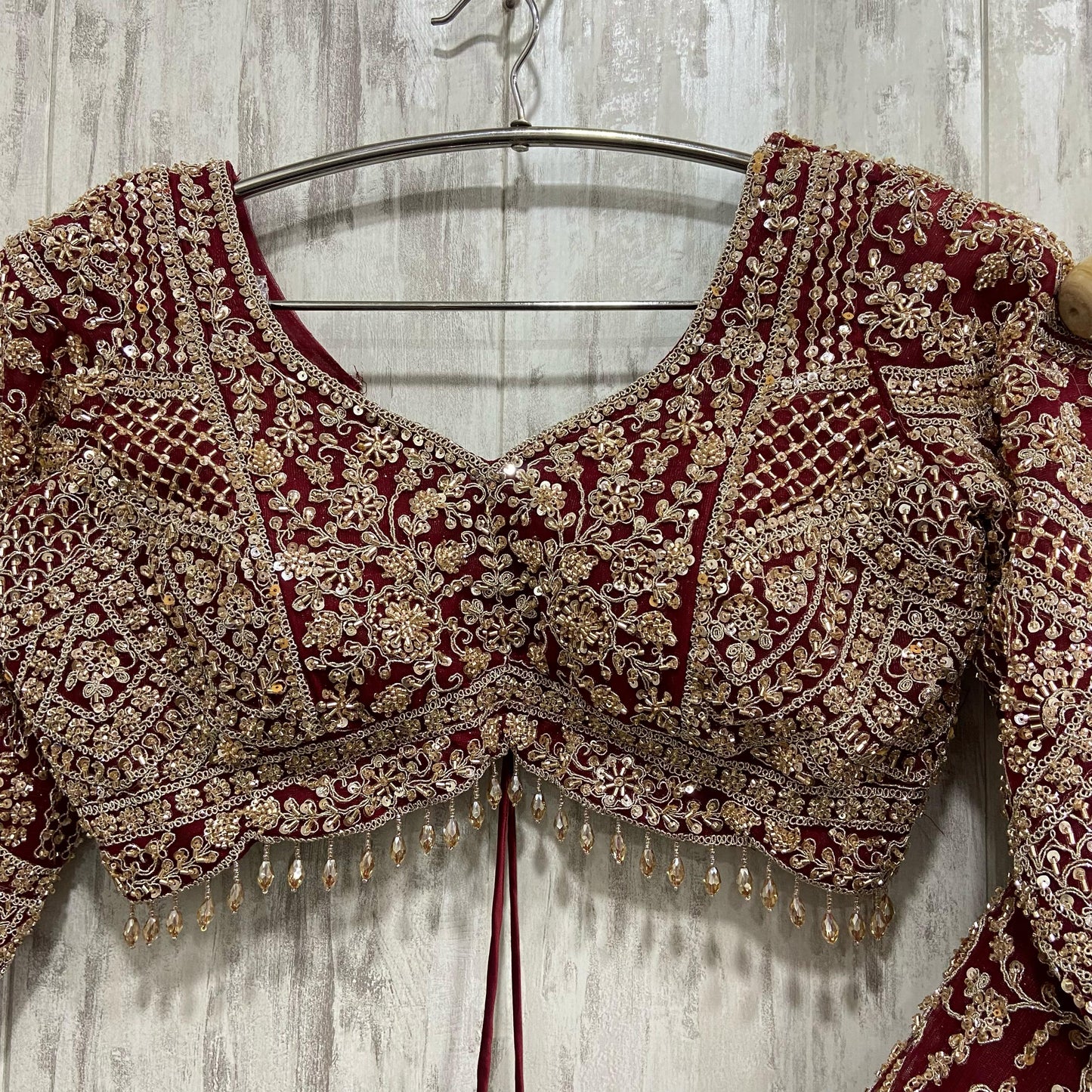 Something different maroon crop top Lehenga