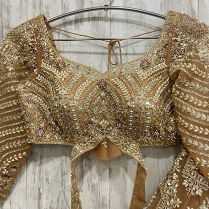 Amazing golden yellow crop top Lehenga