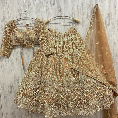 Amazing golden yellow crop top Lehenga